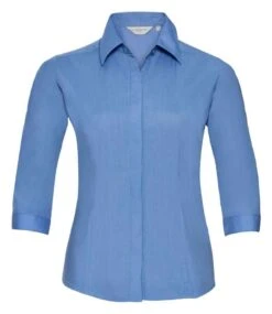 Russell Collection Ladies' 3/4 Sleeve Fitted Polycotton Poplin Shirt